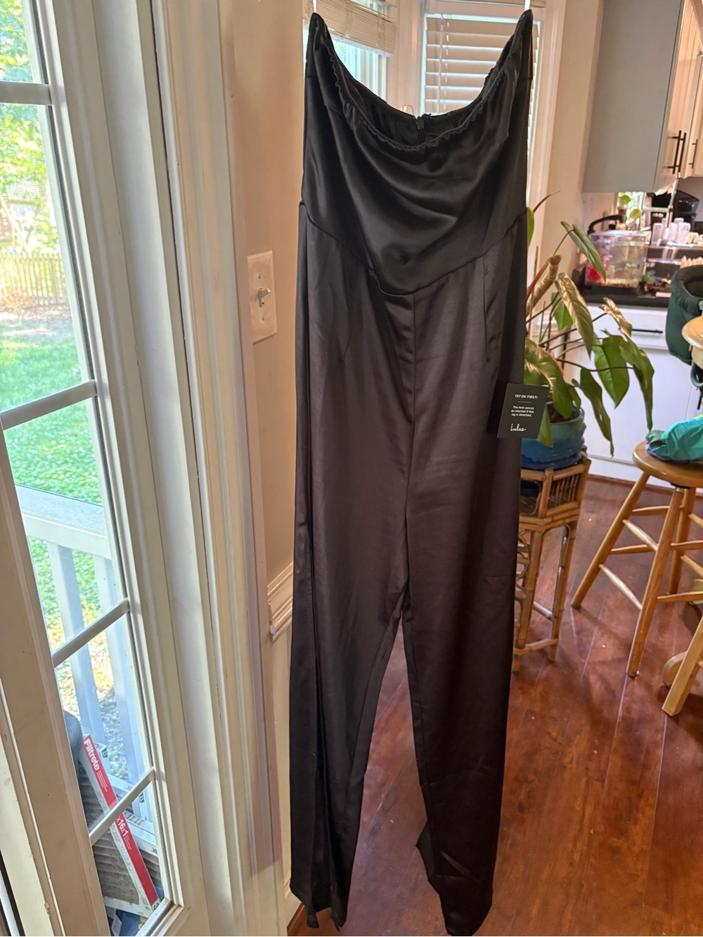 Lulu's Black Satin Wide-Leg Jumpsuit